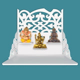 White Color Wall Hanging Wooden Temple with Shelf 
