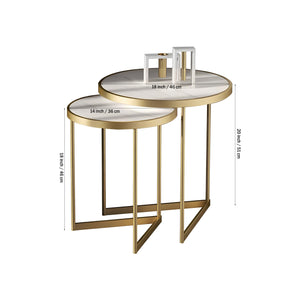 Golden Duo Metal Nesting Side Tables Set of 2