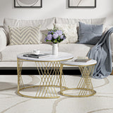 Modern Faux Marble Attractive Design Rounded Coffee Table