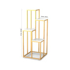 Modern Four Tier Square Storage Metal Stand with Golden Finish