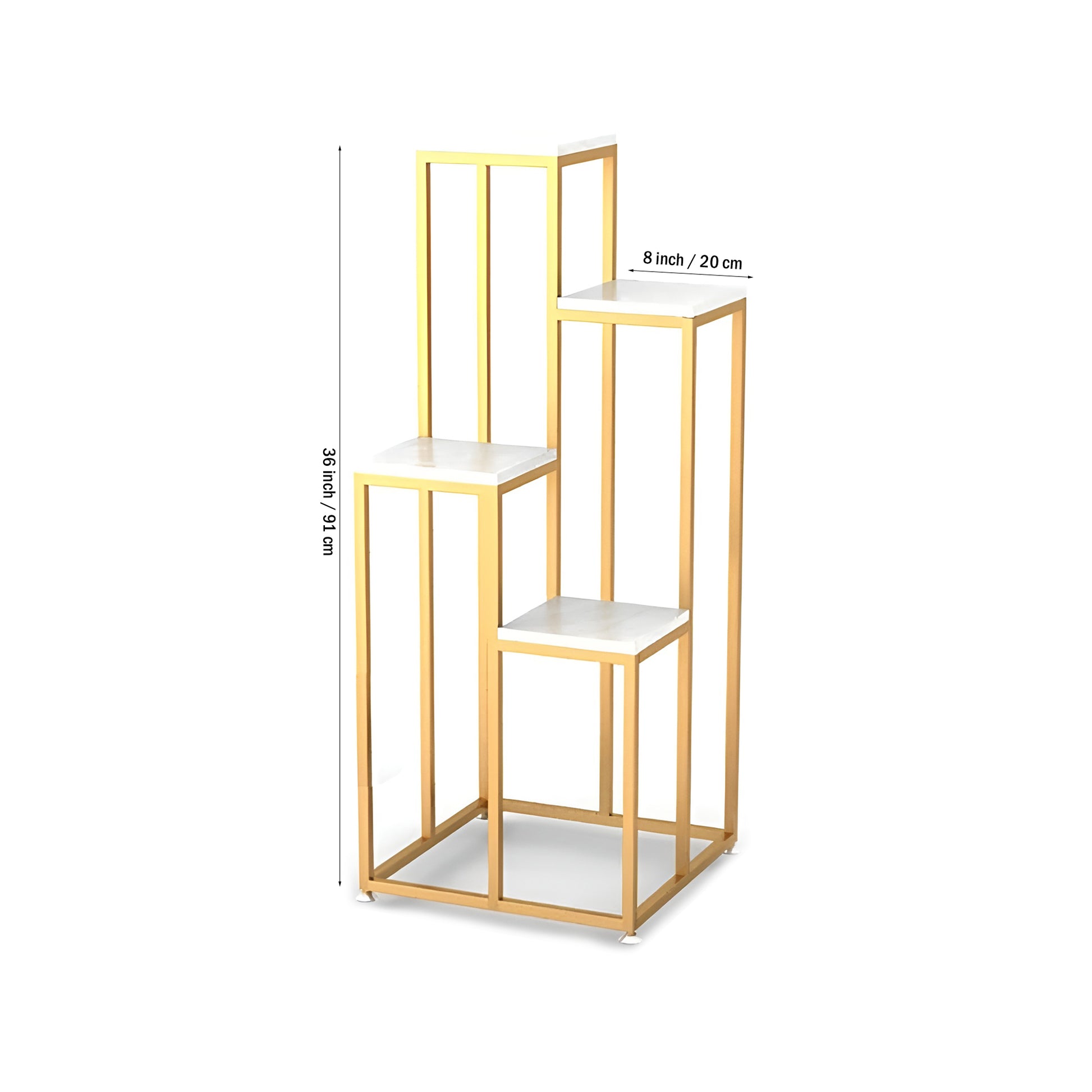 Modern Four Tier Square Storage Metal Stand with Golden Finish