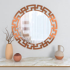 Modern Geometric Design Copper Finish Circular Vanity Mirror