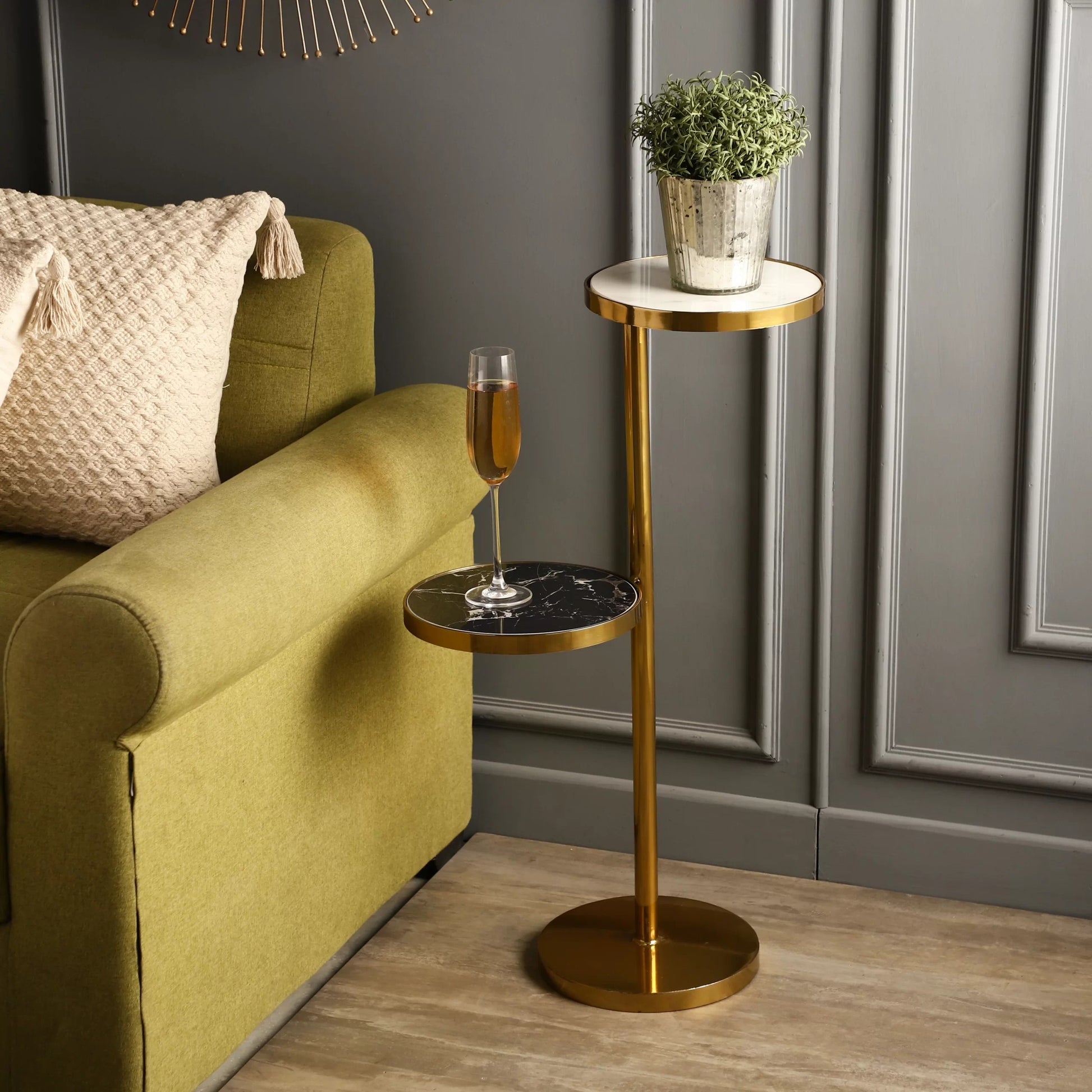 Modern Golden Round Shape Iron Stand Drink Table