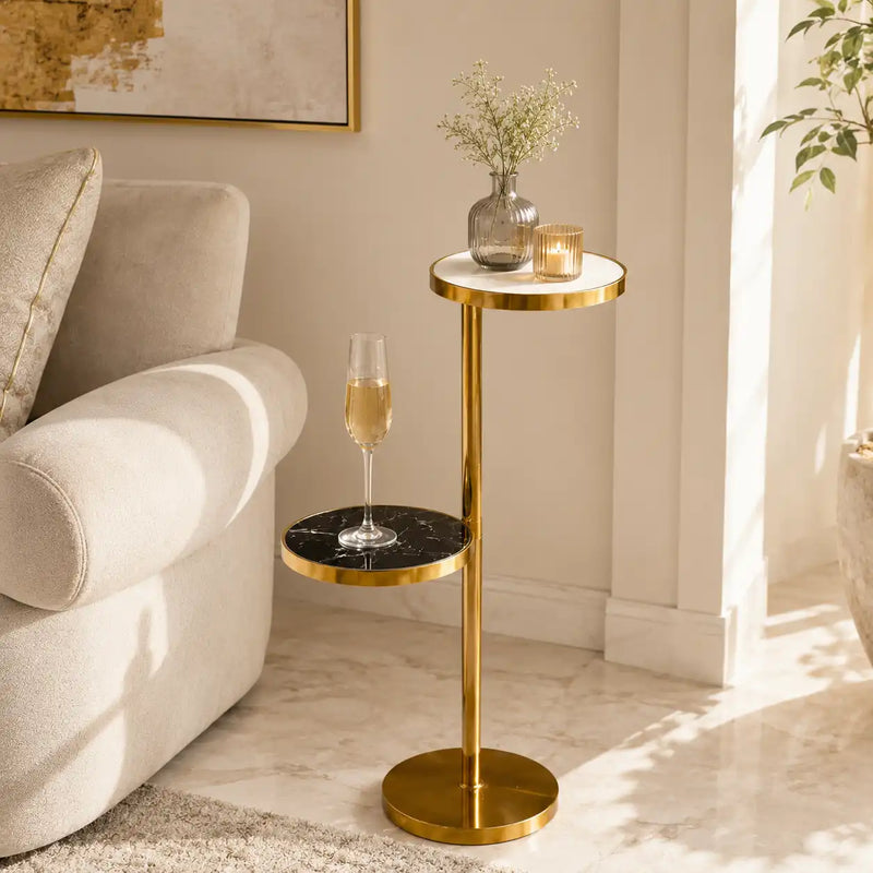 Modern Golden Round Shape Iron Stand Drink Table