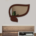 Modern Leaf Shape Design Art Wooden Wall Mirror