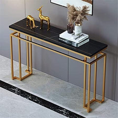 Modern Luxury Black Marble Console Table with Metal Finish