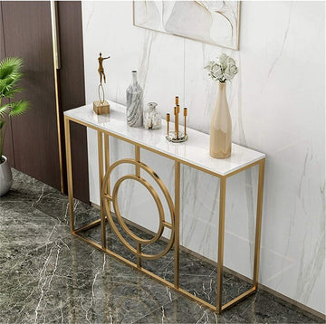 Modern Minimalist White Marble Gold Console Table