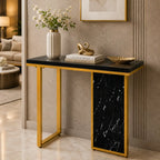 Modern Opulence Black Marble Gold Console Table