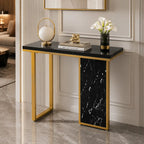Modern Opulence Black Marble Gold Console Table