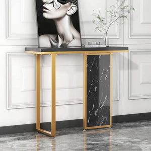 Modern Opulence Black Marble Gold Console Table