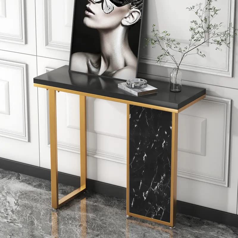 Modern Opulence Black Marble Gold Console Table