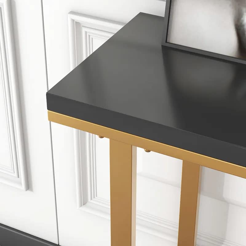 Modern Opulence Black Marble Gold Console Table