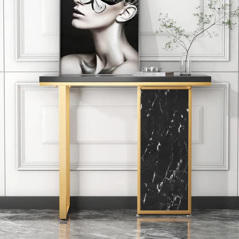 Modern Opulence Black Marble Gold Console Table