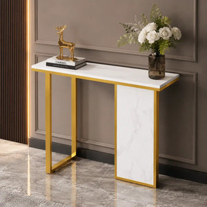 Modern Opulence White Marble Gold Console Table
