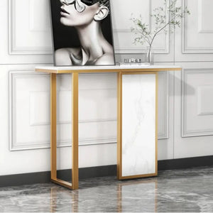 Modern Opulence White Marble Gold Console Table