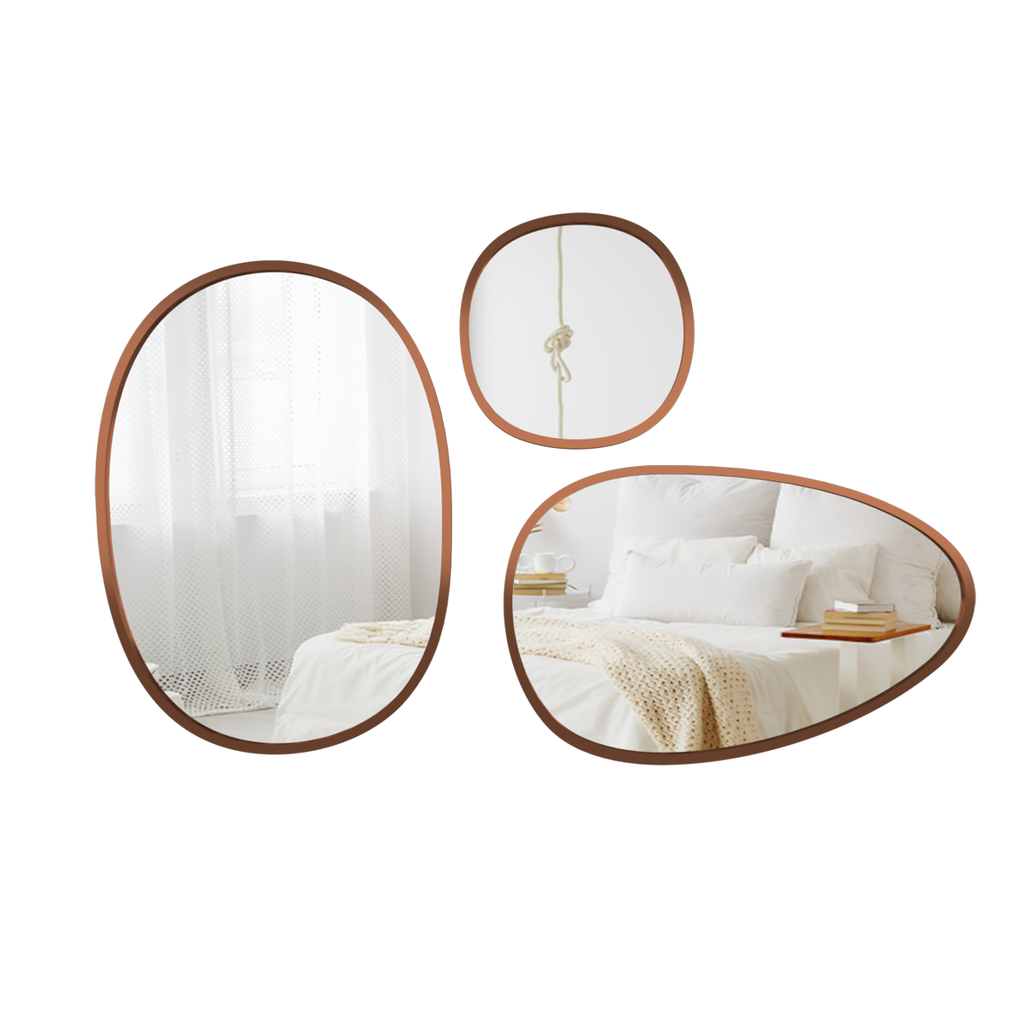 Modern Pebble Shaped Wall Mirrors Set of 3 