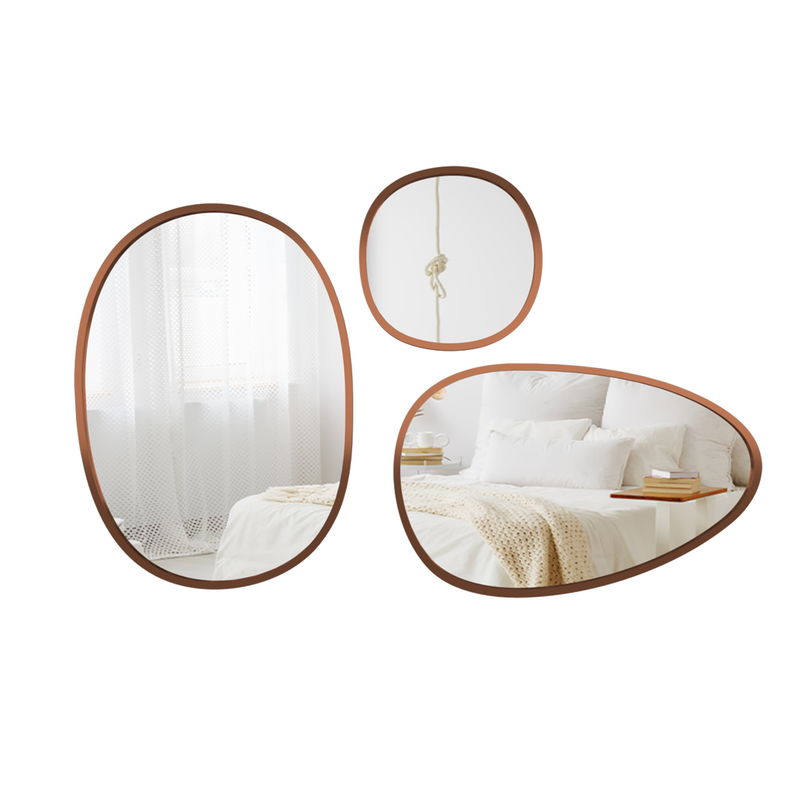 Modern Pebble Shaped Wall Mirrors Set of 3 