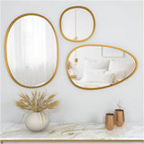 Modern Pebble Shaped Wall Mirrors Set of 3 with Golden Finish