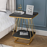 Modern Square Shaped Creative Artistic Golden Metal Finish with Black Marble