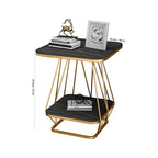 Modern Square Shaped Creative Artistic Golden Metal Finish with Black Marble