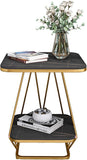 Modern Square Shaped Creative Artistic Golden Metal Finish with Black Marble