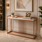 Modern Style Console Table In Sleek Copper Rods Design
