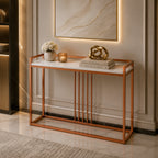 Modern Style Console Table In Sleek Copper Rods Design