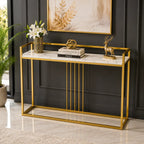 Modern Style Console Table In Sleek Golden Rods Design