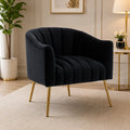 Modern Tufted Black Velvet Sofa Lounge Chair
