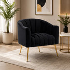 Modern Tufted Black Velvet Sofa Lounge Chair