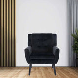 Modern Urban Black Super Soft Velvet Sofa Lounge Chair