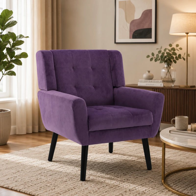 Modern Urban Purple Super Soft Velvet Sofa Lounge Chair