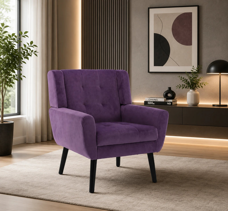 Modern Urban Purple Super Soft Velvet Sofa Lounge Chair