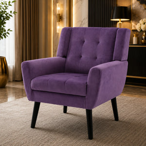 Modern Urban Purple Super Soft Velvet Sofa Lounge Chair