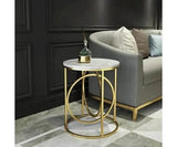  Side Table with Golden Metallic Side