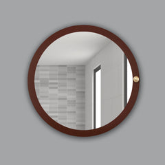 Modish Circular Wooden Bathroom Cabinet with 2 Spacious Shelves with Brown Finish