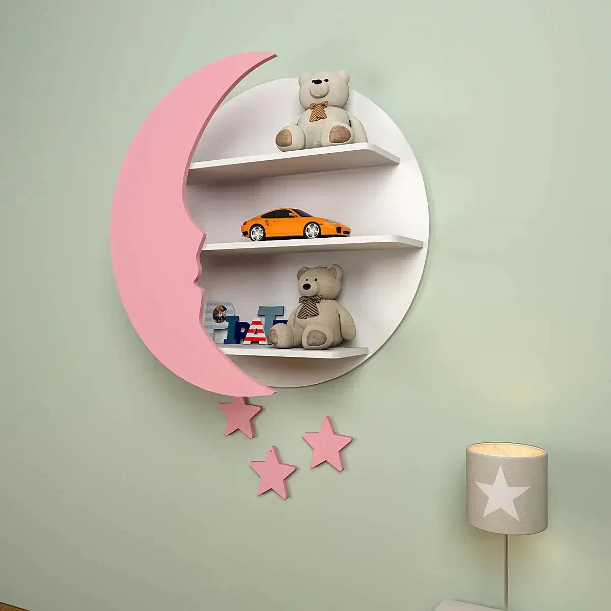 Moon and Stars Shape Wooden Wall 