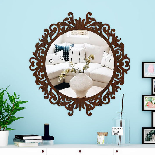 Motif Design Art Modern Round Shape Mirror 