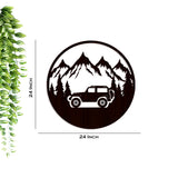 Mountain Forest Road Jeep Art Wooden Wall Hanging