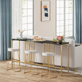 Narrow Long Faux Black Marble Gold Console Table