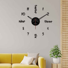 Number with Words Big Size 3D Infinity Wall Clock