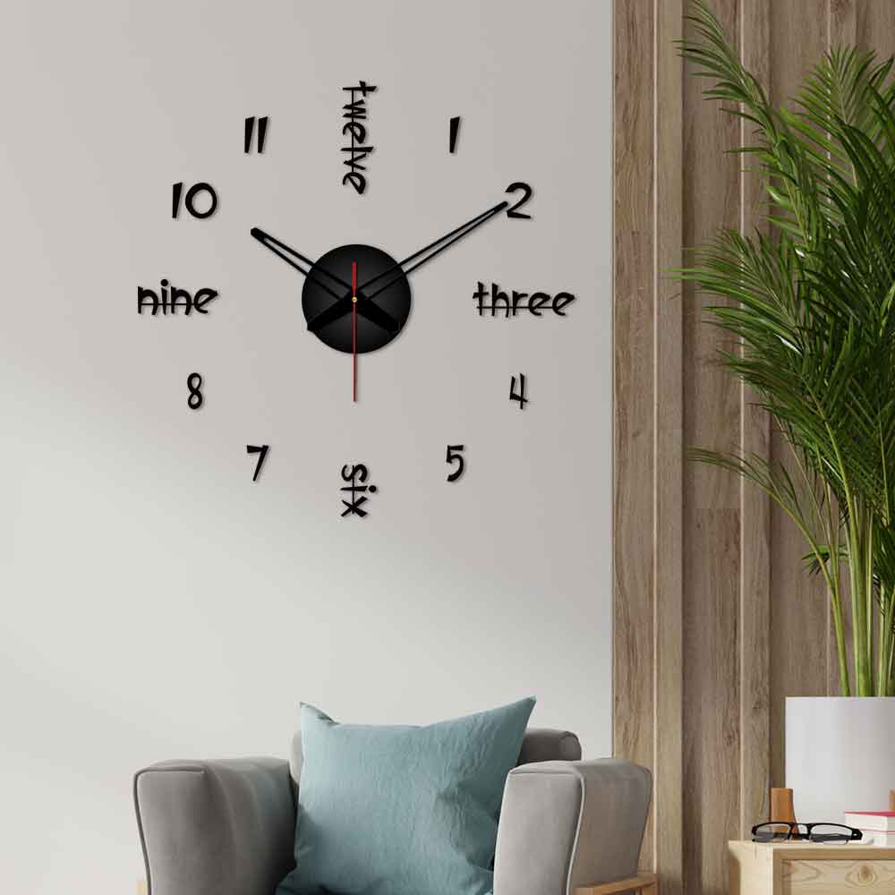 Number with Words Big Size 3D Infinity Wall Clock