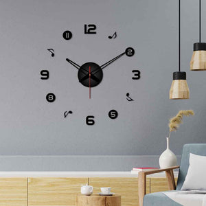 Numbers with Music Symbols Big Size 3D Infinity Wall Clock