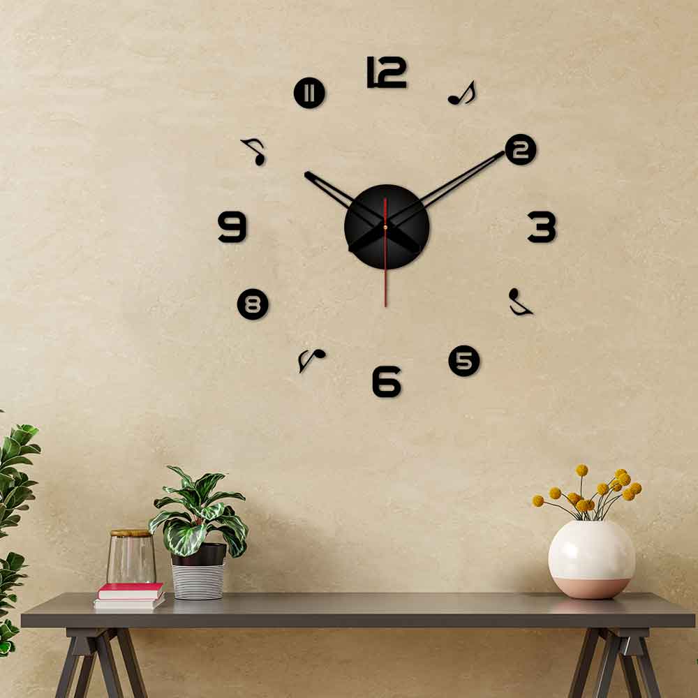 Numbers with Music Symbols Big Size 3D Infinity Wall Clock