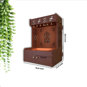 Temple for Home With Inbuilt focus Lights & Spacious Shelf