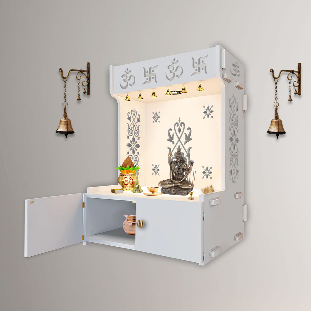 OM Swastika Symbol of Hindu Religious White Wooden Wall Temple for Hom ...