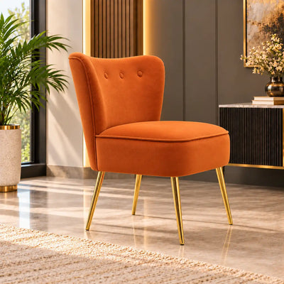 Orange Deep Cushioning Comfy Velvet Standard Lounge Chair