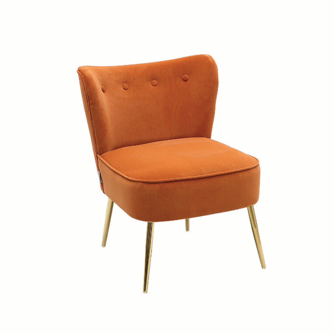 Orange Comfy Velvet Standard Lounge Chair