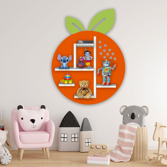 Orange Fruit Shape Wooden LED Light Wall Shelf