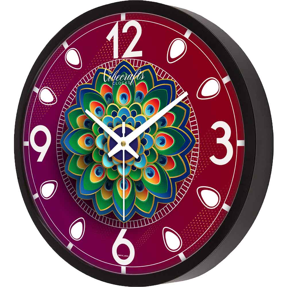 Maroon Background Designer Wall Clock